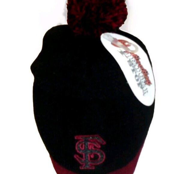 Florida State Seminoles Mens Black Beanie Cuffed Winter Hat Cap Pom New Ncaa - Picture 2 of 2